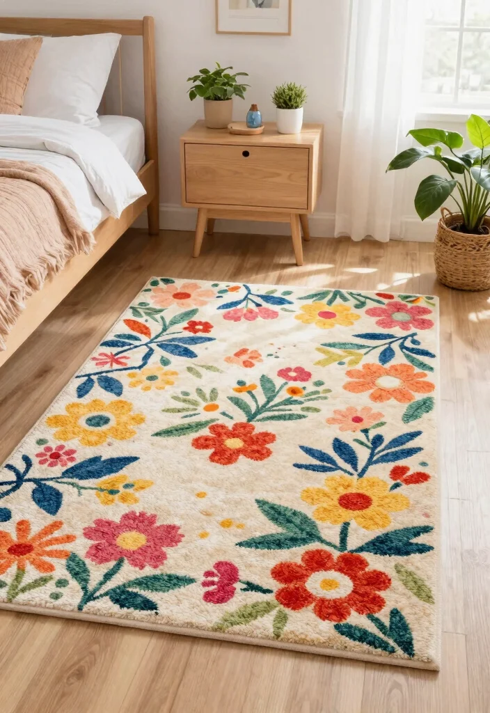 26 Mid-Century Modern Area Rugs That Work in Every Room - 20. Floral Patterns 1