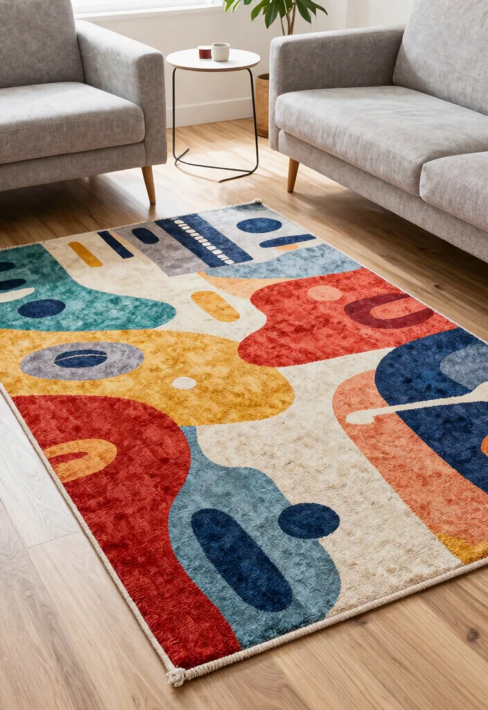 26 Mid-Century Modern Area Rugs That Work in Every Room - 9. Artistic Touches 1