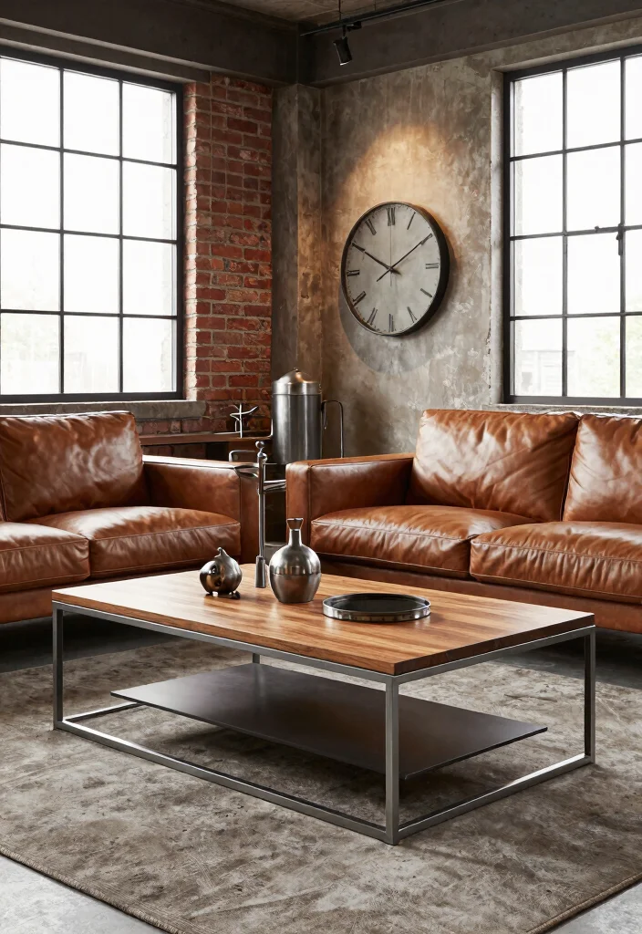 29 Modern Coffee Tables for a Sleek Living Room - 11. The Industrial Coffee Table 1