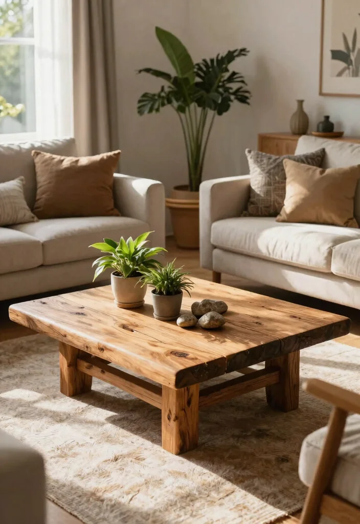 29 Modern Coffee Tables for a Sleek Living Room - 14. The Outdoor-Inspired Coffee Table 1