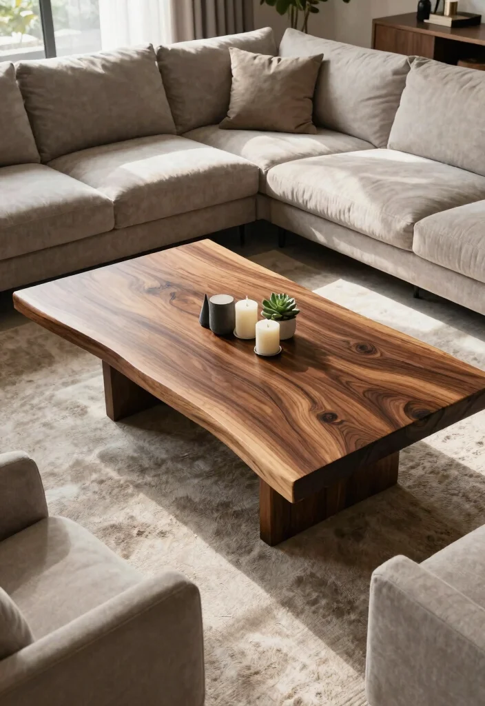29 Modern Coffee Tables for a Sleek Living Room - 17. The Slab Coffee Table 1