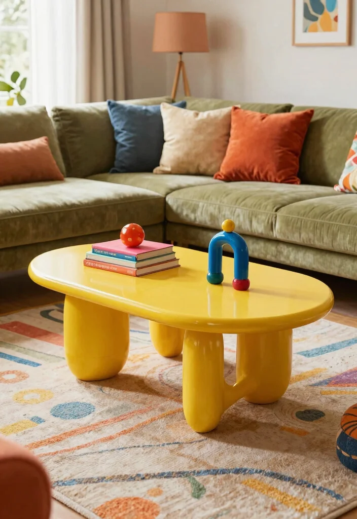 29 Modern Coffee Tables for a Sleek Living Room - 18. The Playful Coffee Table 1
