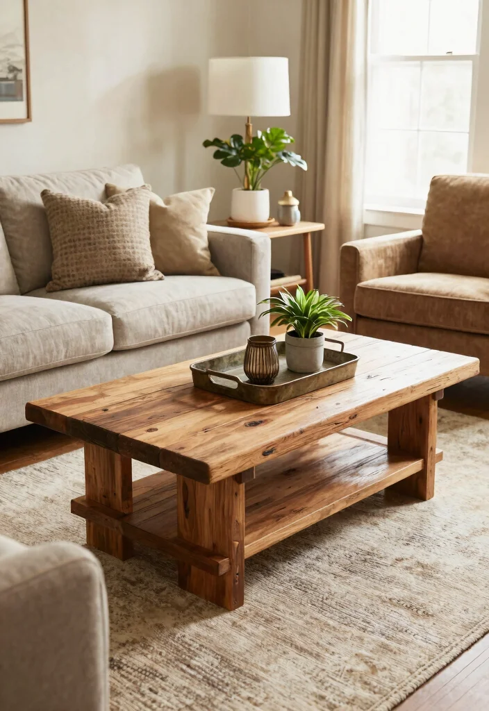 29 Modern Coffee Tables for a Sleek Living Room - 21. The Modern Farmhouse Table 1