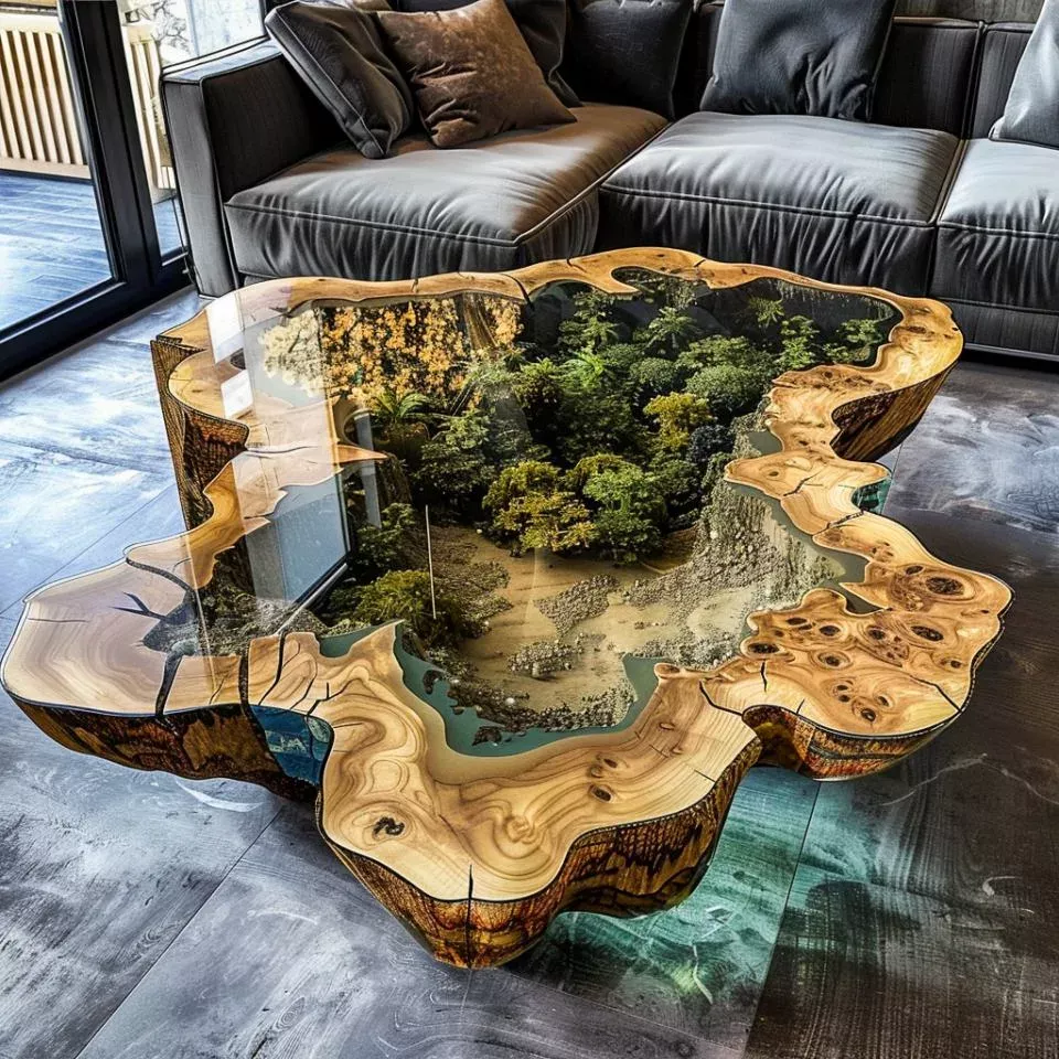 29 Modern Coffee Tables for a Sleek Living Room - 25. The Artistic Wood Coffee Table 1