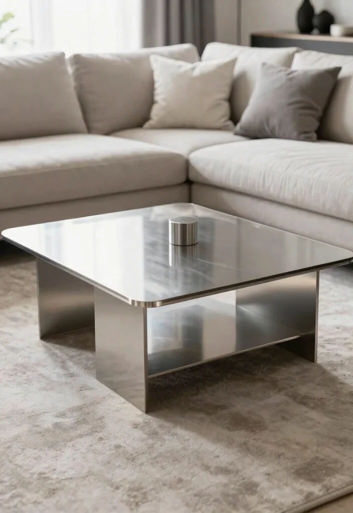 29 Modern Coffee Tables for a Sleek Living Room - 26. The Sleek Metal Table 1