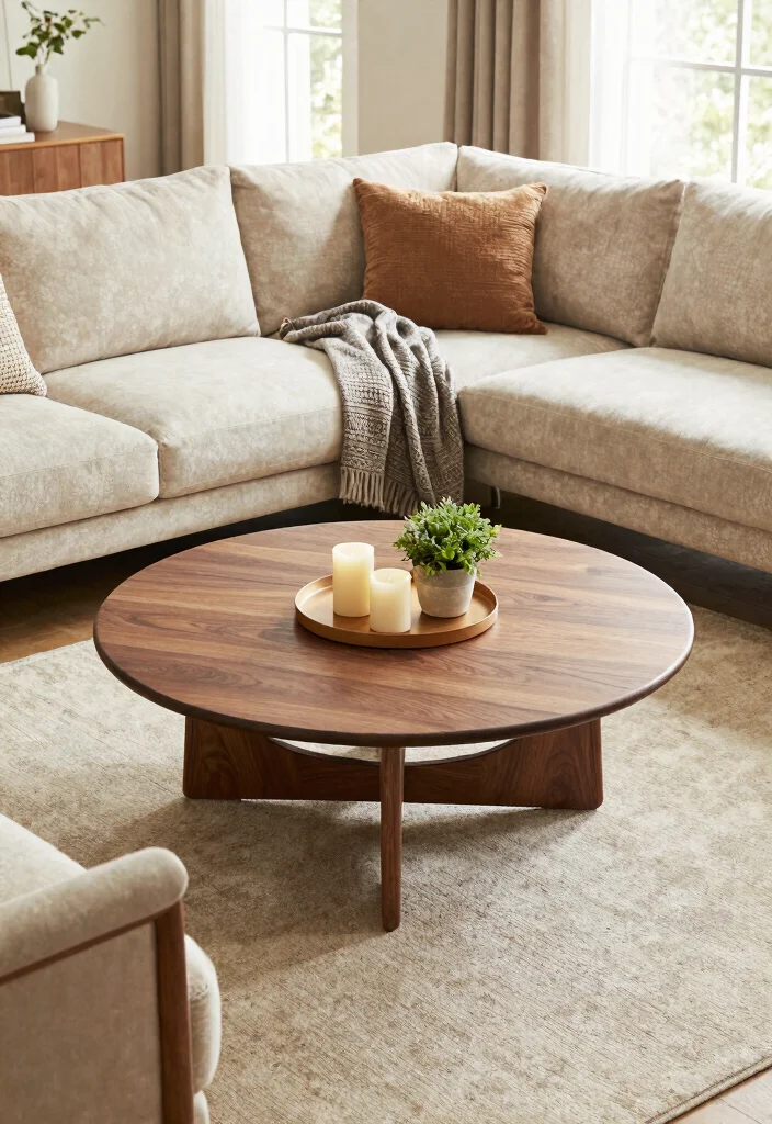 29 Modern Coffee Tables for a Sleek Living Room - 6. The Round Coffee Table 1
