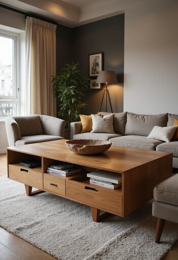 29 Modern Coffee Tables for a Sleek Living Room - 7. The Multi-Functional Coffee Table 1