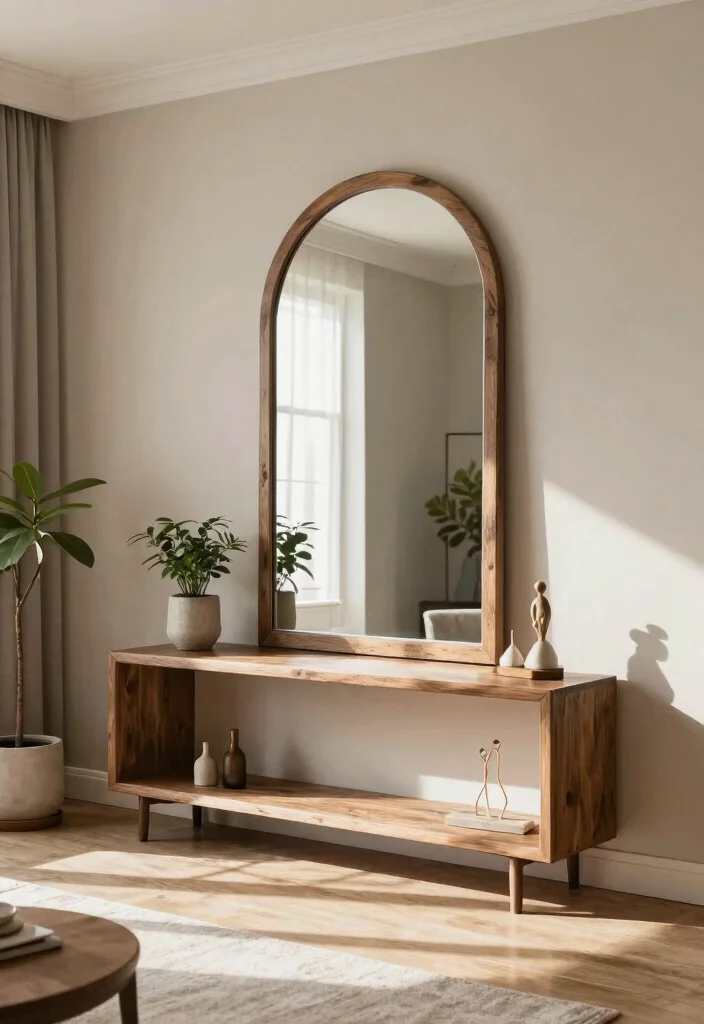 30 Arched Mirror Decor Living Room Ideas for a Chic Modern Look - 1. Grand Entrance with a Statement Mirror 1