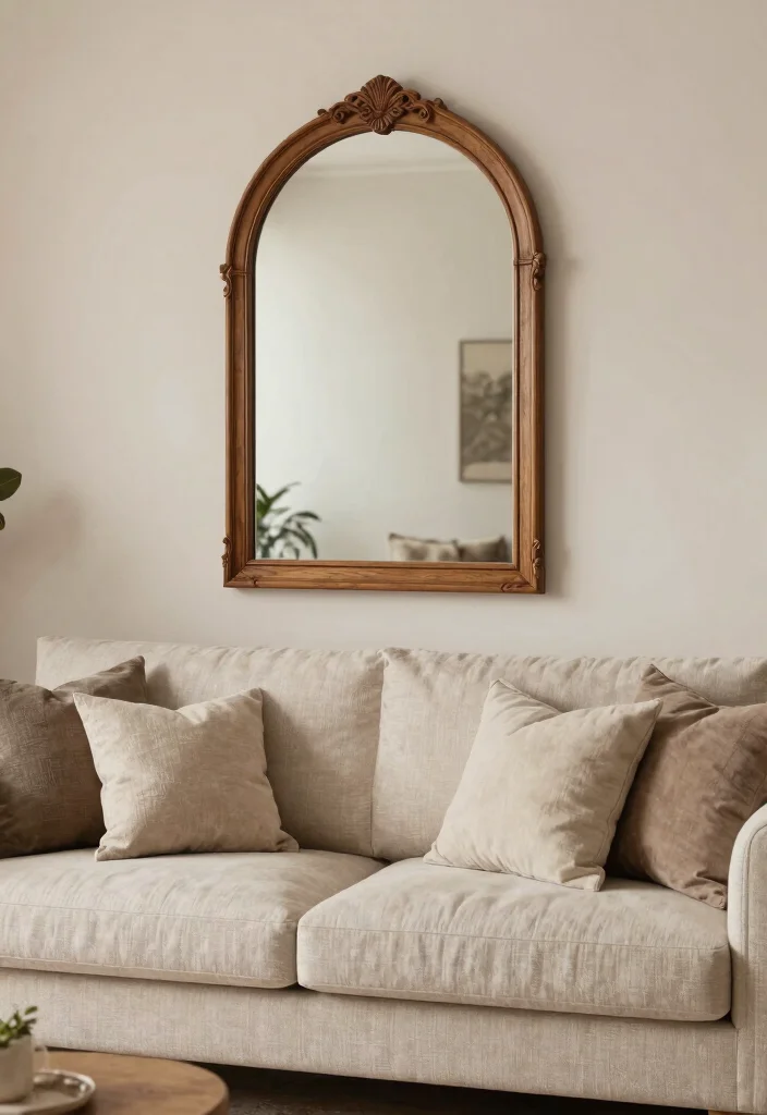 30 Arched Mirror Decor Living Room Ideas for a Chic Modern Look - 15. Textured Touch 1