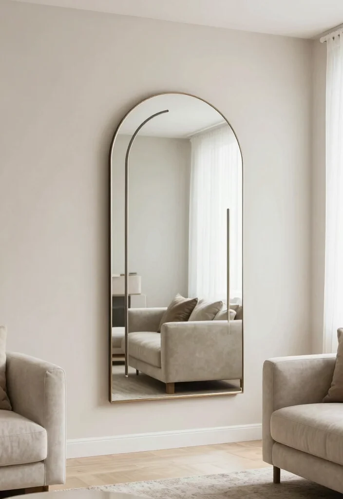 30 Arched Mirror Decor Living Room Ideas for a Chic Modern Look - 19. Unique Shapes 1