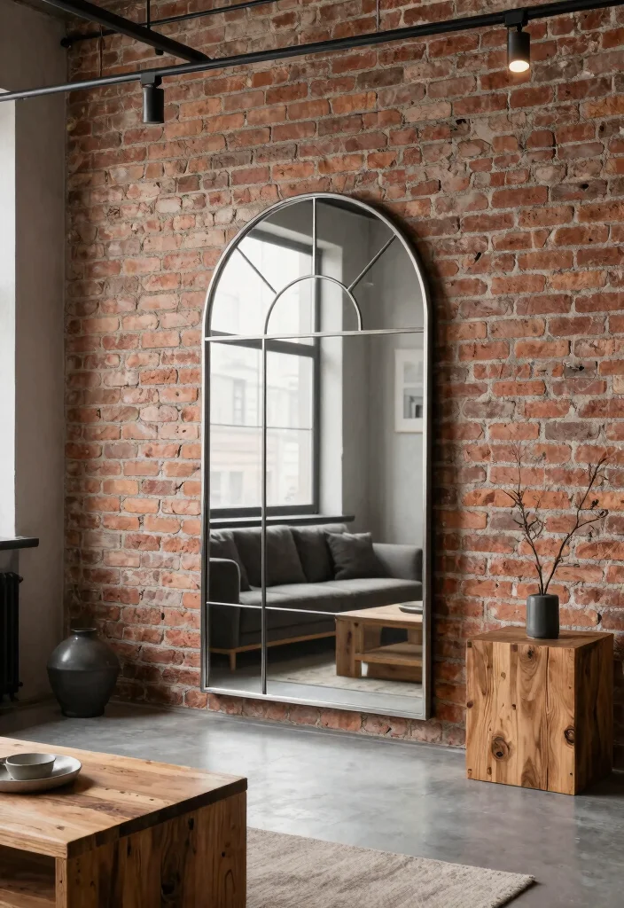 30 Arched Mirror Decor Living Room Ideas for a Chic Modern Look - 20. Urban Edge 1