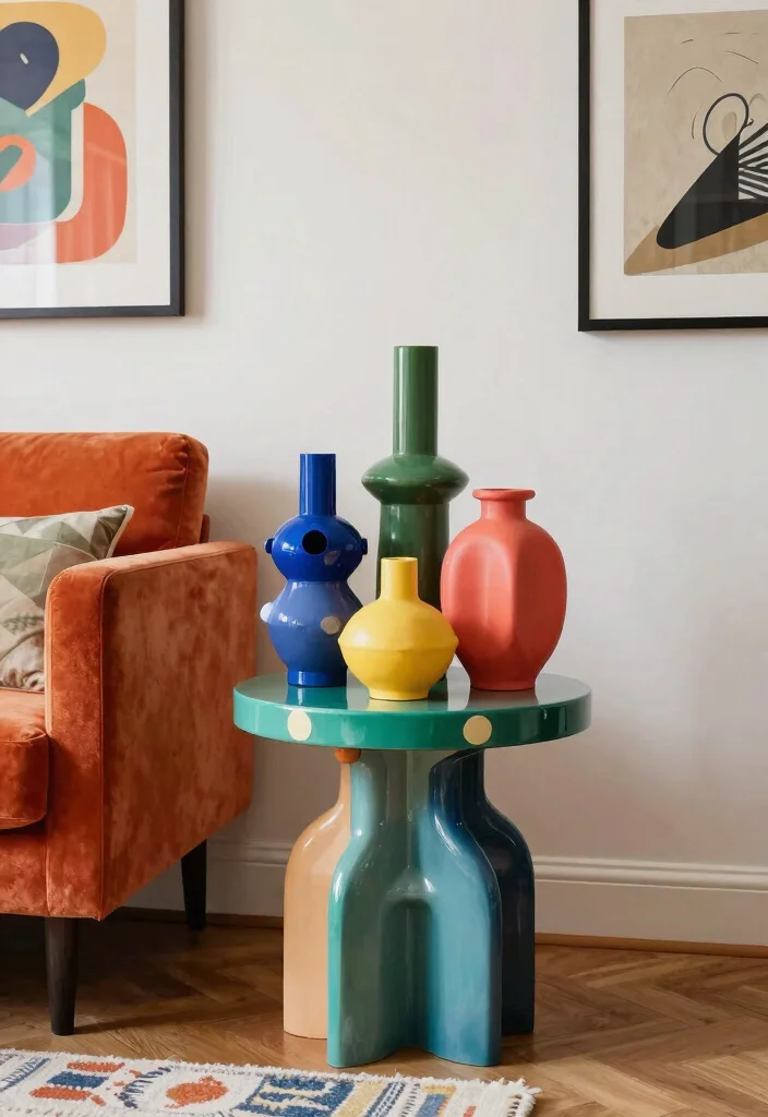 30 Big Vases Decor Living Room Ideas for Elegant Statement Style - 13. Whimsical Funky Vases 1