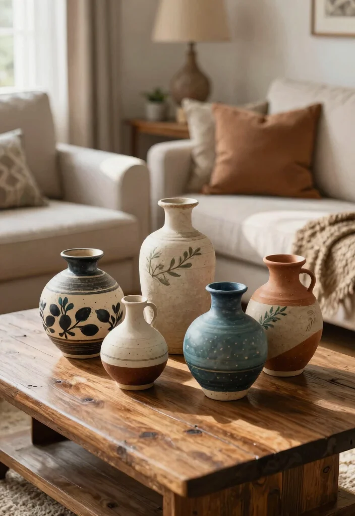 30 Big Vases Decor Living Room Ideas for Elegant Statement Style - 17. Handmade Artisan Vases 1