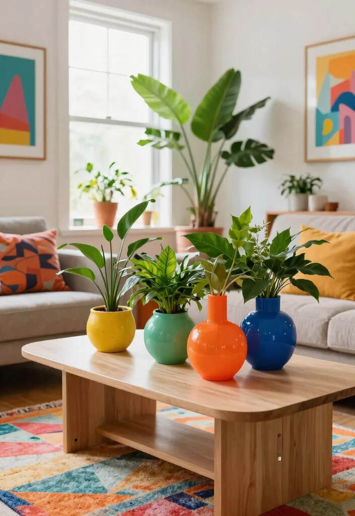 30 Big Vases Decor Living Room Ideas for Elegant Statement Style - 19. Vibrant Planter Vases 1