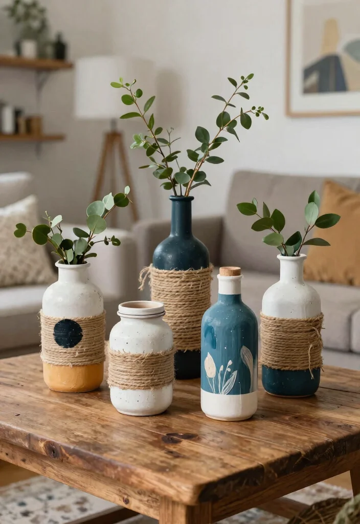 30 Big Vases Decor Living Room Ideas for Elegant Statement Style - 23. Creative Upcycled Vases 1