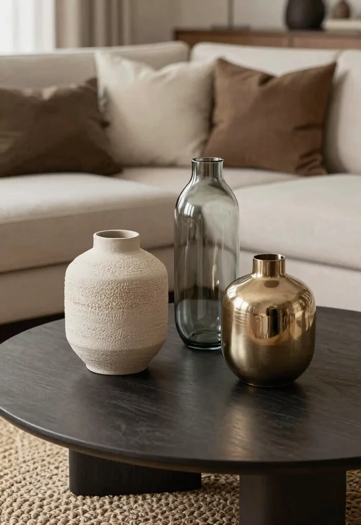 30 Big Vases Decor Living Room Ideas for Elegant Statement Style - 24. Layered Textures with Vases 1