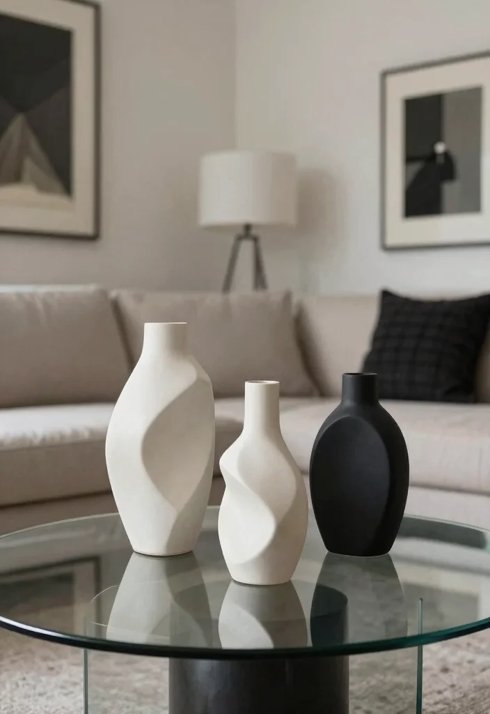 30 Big Vases Decor Living Room Ideas for Elegant Statement Style - 26. Unique Shape Vases 1