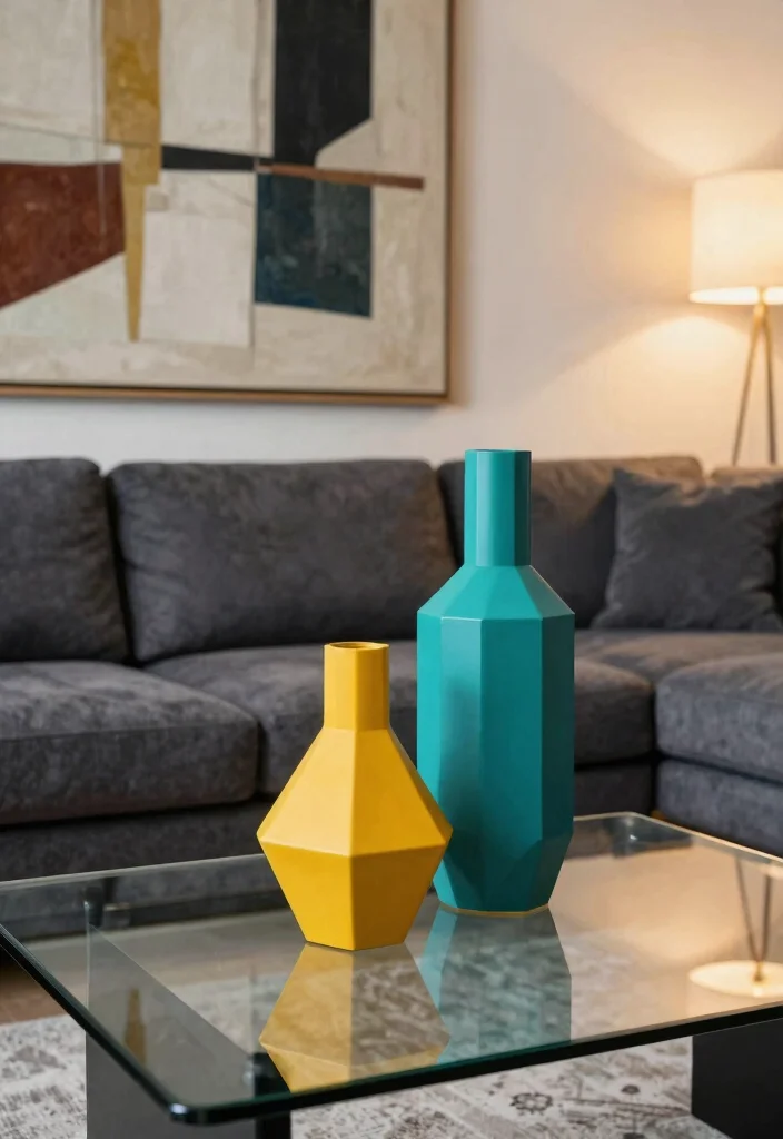 30 Big Vases Decor Living Room Ideas for Elegant Statement Style - 5. Bold Geometric Vases 1