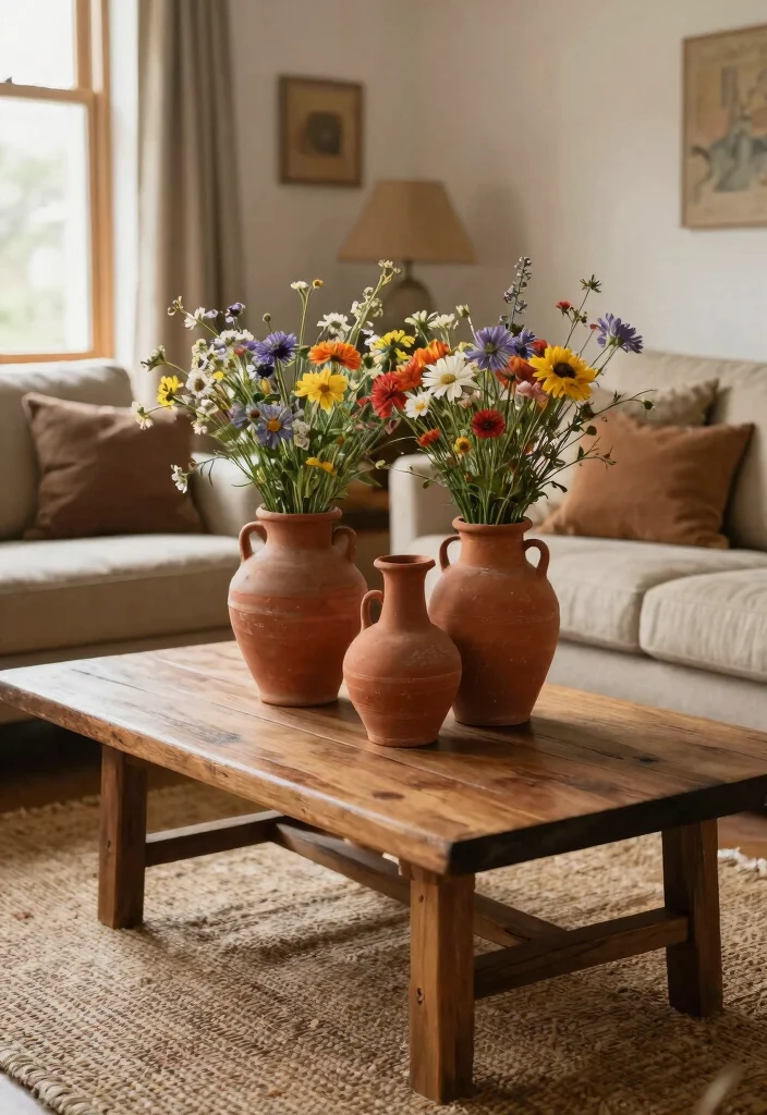 30 Big Vases Decor Living Room Ideas for Elegant Statement Style - 9. Rustic Terracotta Vases 1
