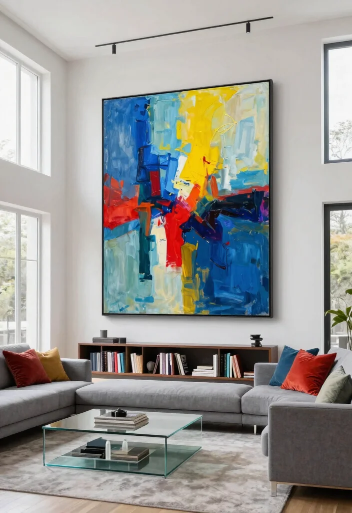 30 Big Wall Decor Living Room Ideas for a Bold Stylish Look - 1. Oversized Abstract Art 1
