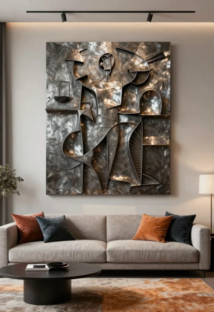 30 Big Wall Decor Living Room Ideas for a Bold Stylish Look - 18. Sculptural Wall Art 1