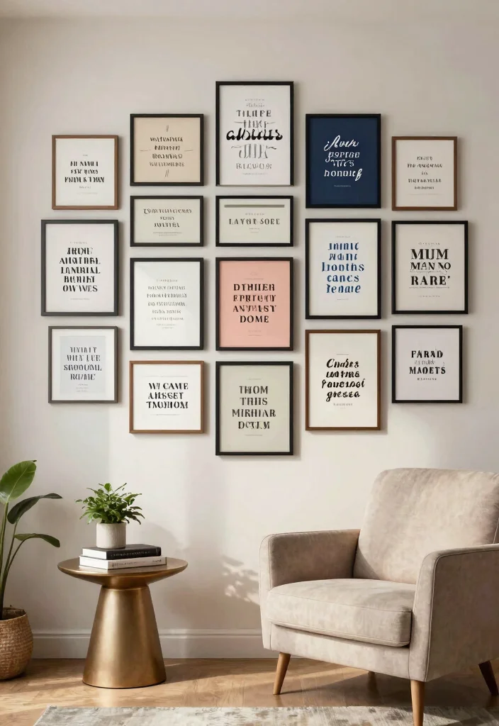 30 Big Wall Decor Living Room Ideas for a Bold Stylish Look - 21. Inspirational Quotes Wall 1