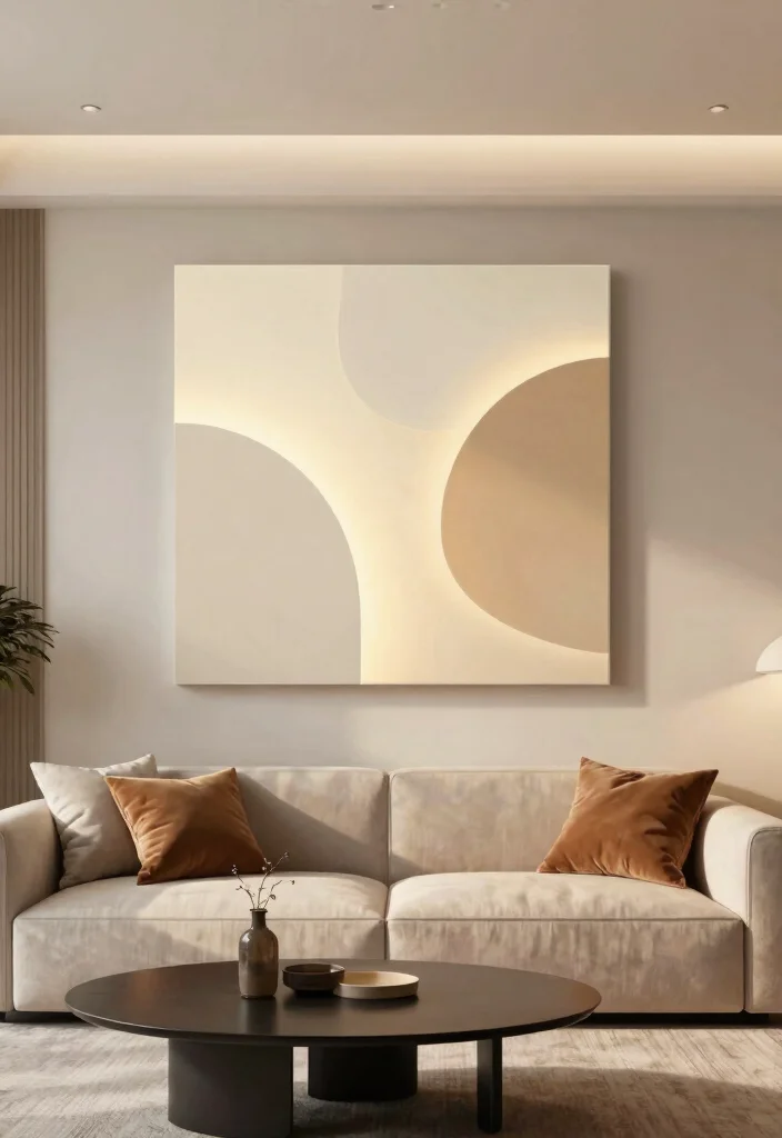 30 Big Wall Decor Living Room Ideas for a Bold Stylish Look - 24. Lighted Wall Art 1