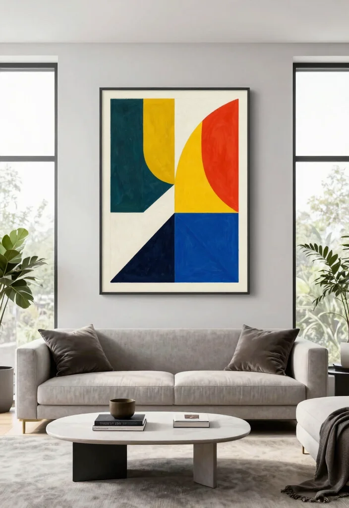 30 Big Wall Decor Living Room Ideas for a Bold Stylish Look - 8. Geometric Wall Art 1
