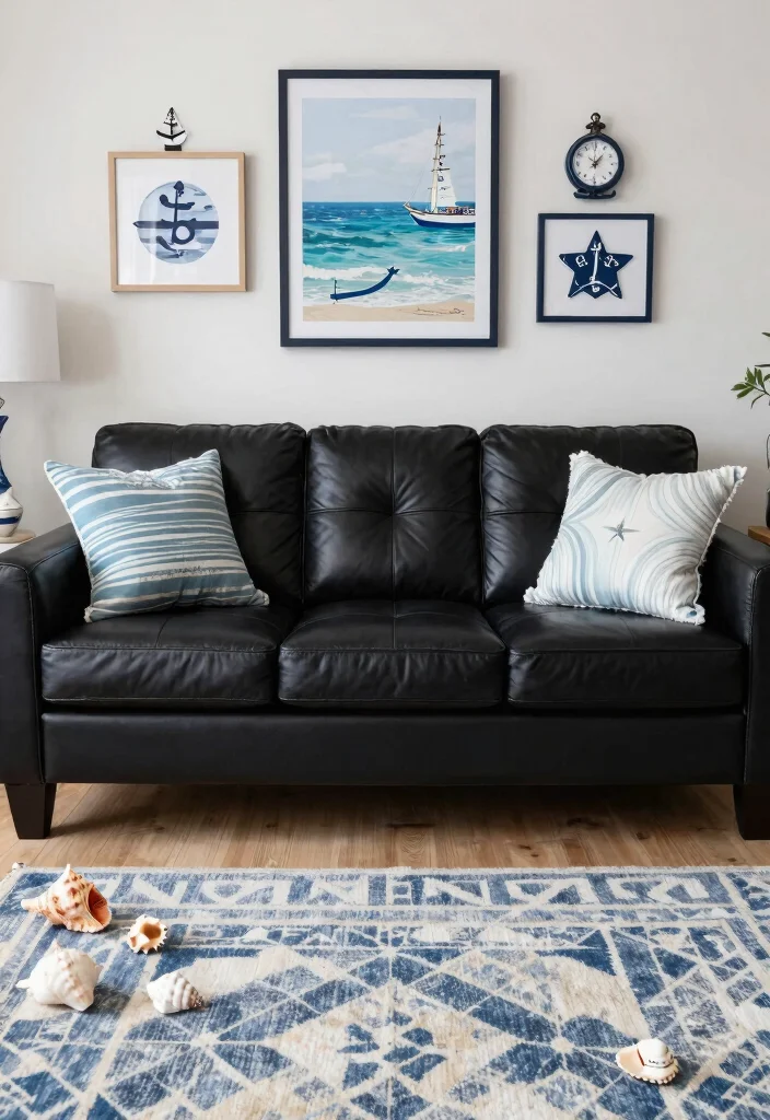 30 Black Leather Couch Living Room Decor Ideas for a Modern Home - 30. Thematic Styling 1