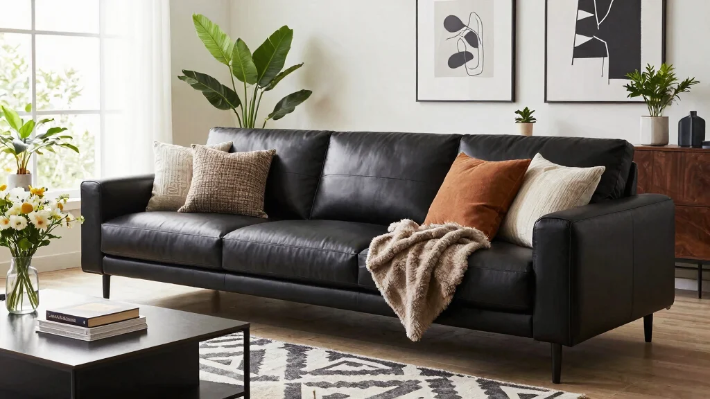 30 Black Leather Couch Living Room Decor Ideas for a Modern Home