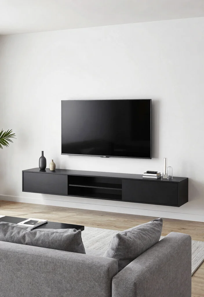 30 Black TV Stand Living Room Decor Ideas for a Sleek Modern Space - 16. Floating TV Stands 1