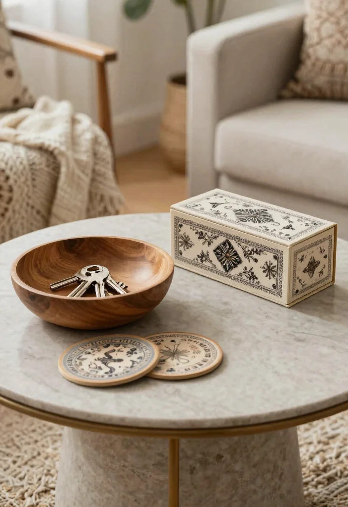 30 Centre Table Decor Living Room Ideas for a Beautiful Styled Setup - 16. Functional Decor Items 1