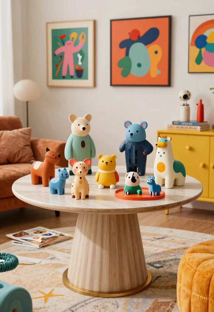 30 Centre Table Decor Living Room Ideas for a Beautiful Styled Setup - 24. Whimsical Accessories 1