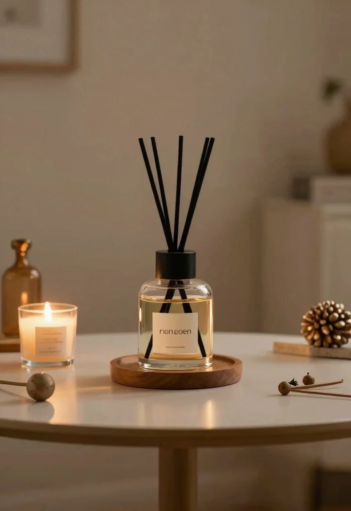 30 Centre Table Decor Living Room Ideas for a Beautiful Styled Setup - 25. Seasonal Fragrance with Diffusers 1