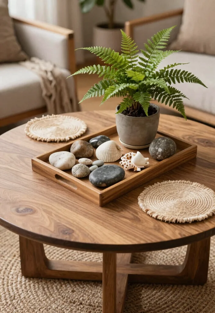 30 Centre Table Decor Living Room Ideas for a Beautiful Styled Setup - 8. Natural Elements 1
