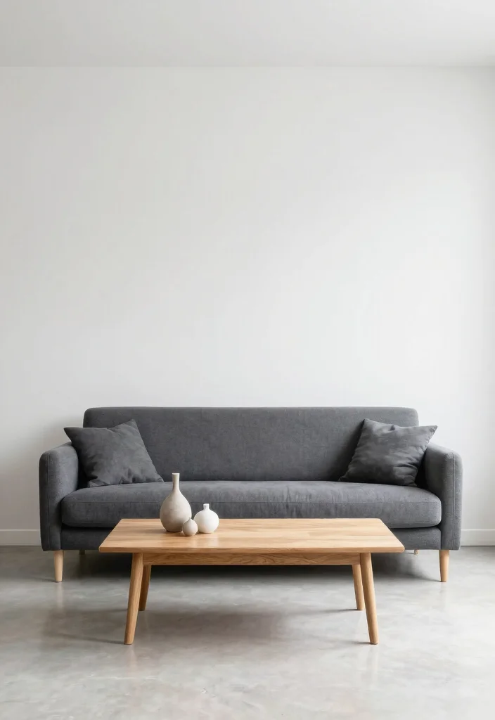 30 Charcoal Grey Couch Living Room Decor Ideas for a Cozy Modern Home - 13. Minimalist Decor Style 1