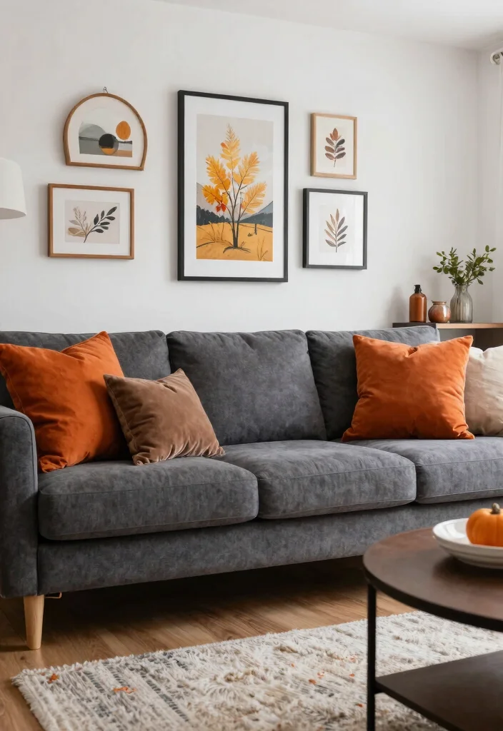 30 Charcoal Grey Couch Living Room Decor Ideas for a Cozy Modern Home - 26. Seasonal Decor Swaps 1