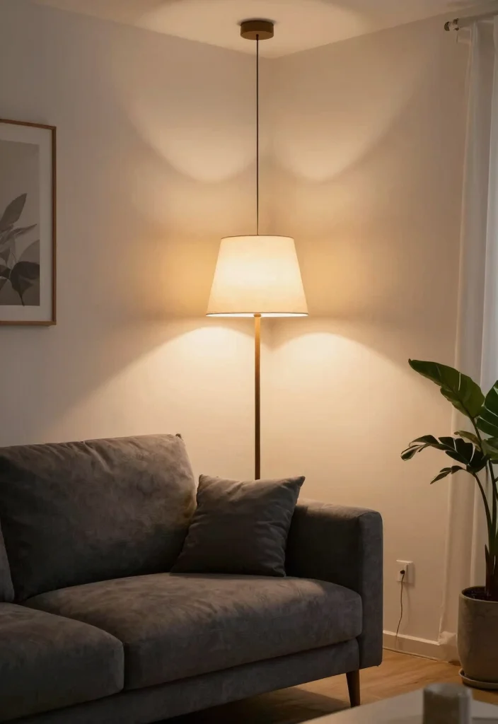 30 Charcoal Grey Couch Living Room Decor Ideas for a Cozy Modern Home - 6. Warm Lighting Fixtures 1