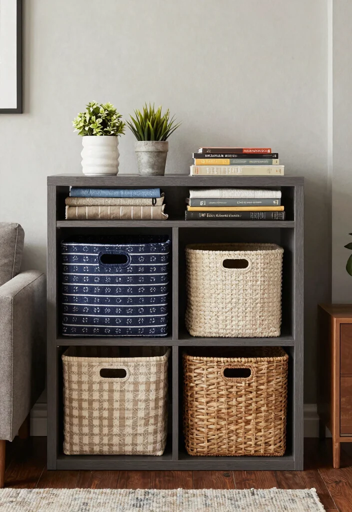 30 College Living Room Decor Ideas for a Cute Budget Friendly Space - 16. Stylish Storage Solutions 1