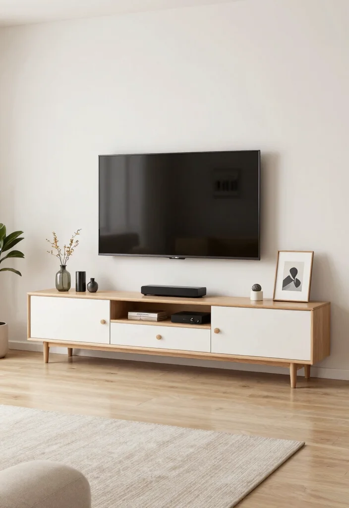 30 College Living Room Decor Ideas for a Cute Budget Friendly Space - 24. Wall-mounted TV Stands 1