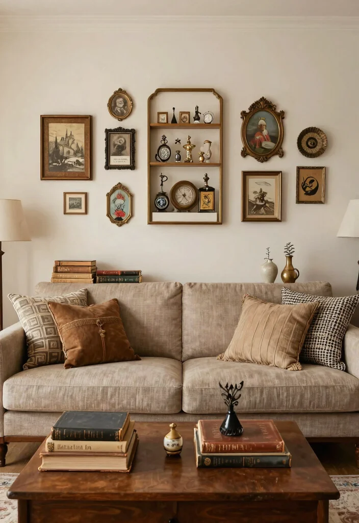 30 College Living Room Decor Ideas for a Cute Budget Friendly Space - 28. Vintage or Antique Accents 1