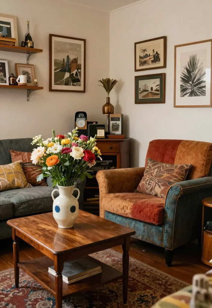 30 College Living Room Decor Ideas for a Cute Budget Friendly Space - 5. Thrift Store Finds 1