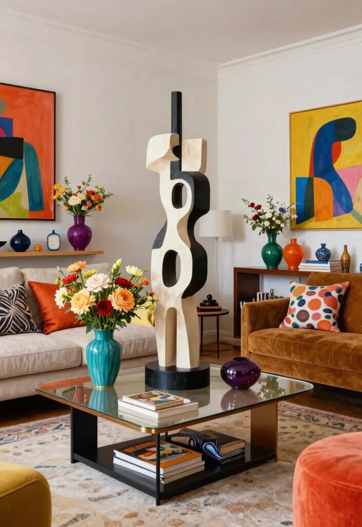 30 Colourful Living Room Decor Ideas for a Fun Modern Space - 10. Statement Accessories 1