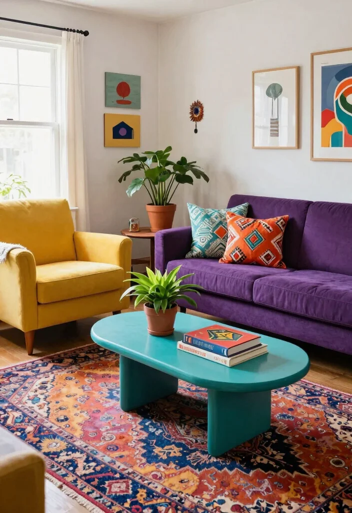 30 Colourful Living Room Decor Ideas for a Fun Modern Space - 2. Colorful Furniture Pieces 1