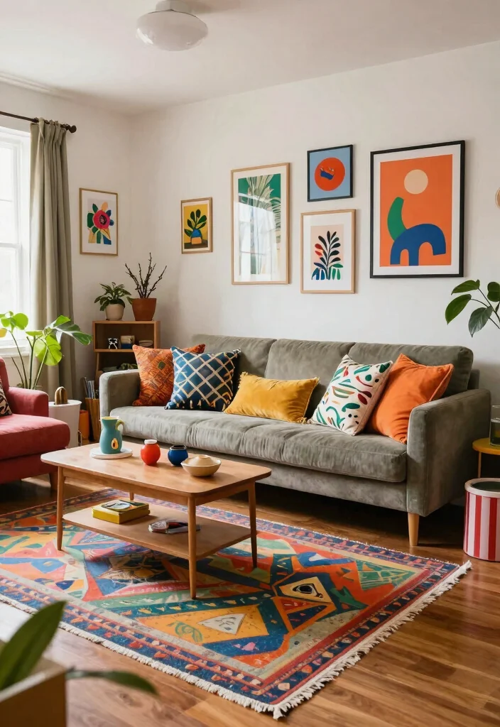 30 Colourful Living Room Decor Ideas for a Fun Modern Space - 27. Mix and Match Decor 1