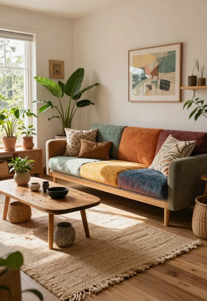 30 Colourful Living Room Decor Ideas for a Fun Modern Space - 28. Natural Elements 1