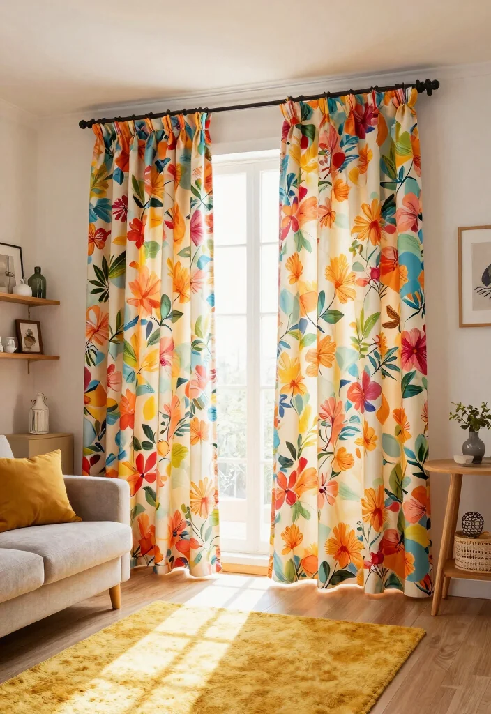 30 Colourful Living Room Decor Ideas for a Fun Modern Space - 9. Colorful Curtains 1