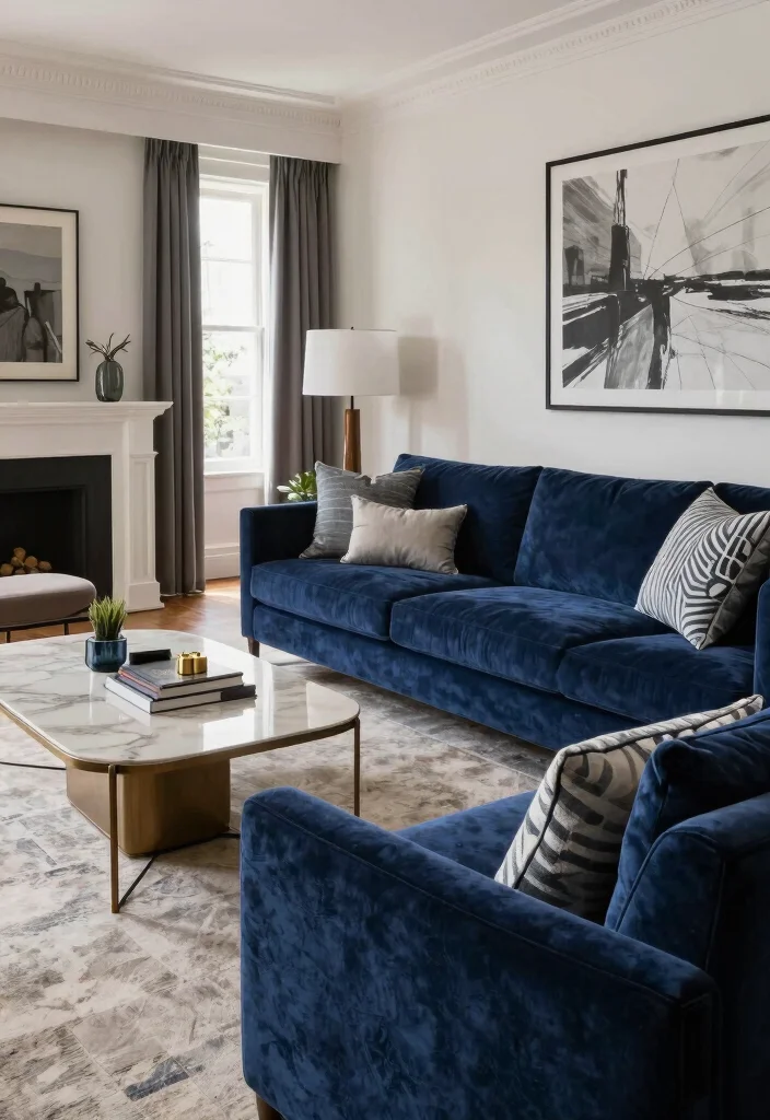 30 Dark Blue Couch Living Room Decor Ideas for a Rich Elegant Look - 21. Invest in Quality Furniture 1