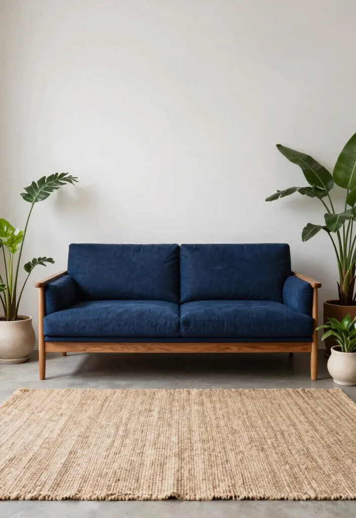 30 Dark Blue Couch Living Room Decor Ideas for a Rich Elegant Look - 4. Incorporate Natural Elements 1