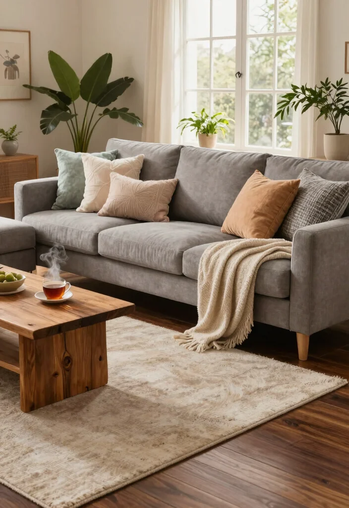 30 Dark Wood Floors Living Room Decor Ideas for a Warm Stylish Home - 1. Cozy Textiles 1